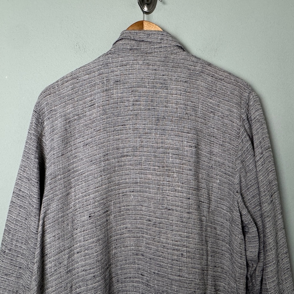 FLAX 100% Linen Tweed Lightweight Full Zip Front Jacket Gray Black & White Small - Picture 5 of 12